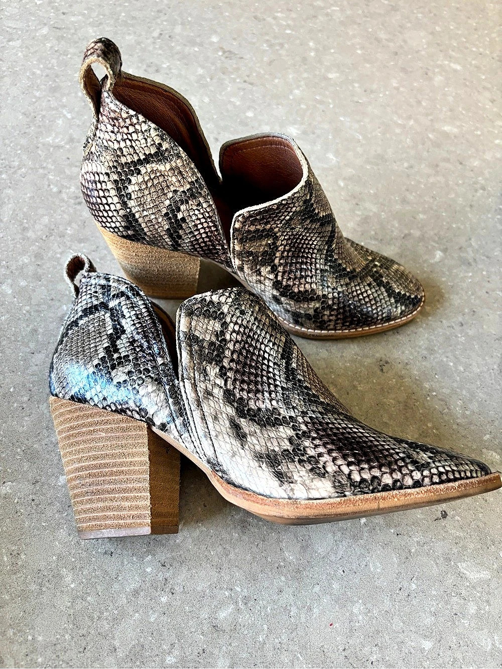 Jeffrey Campbell Snake-Embossed Leather Ankle Boots